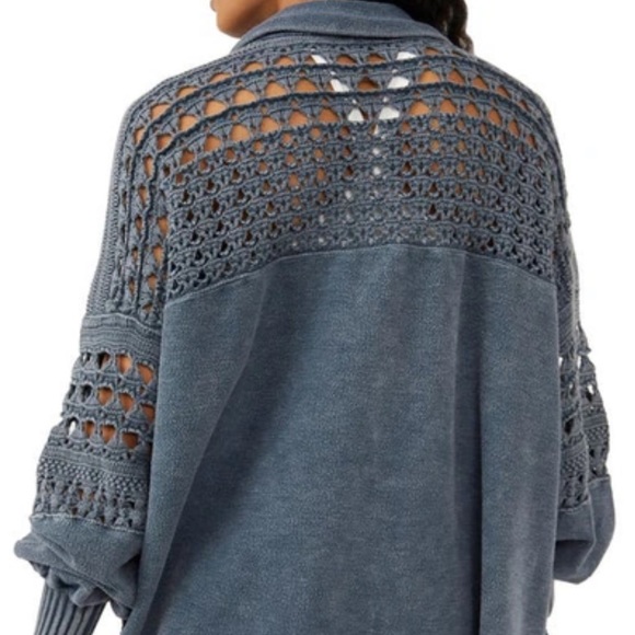 NWT FREE PEOPLE dune big oversized jacket in overboard blue size L-XXL - Picture 7 of 16
